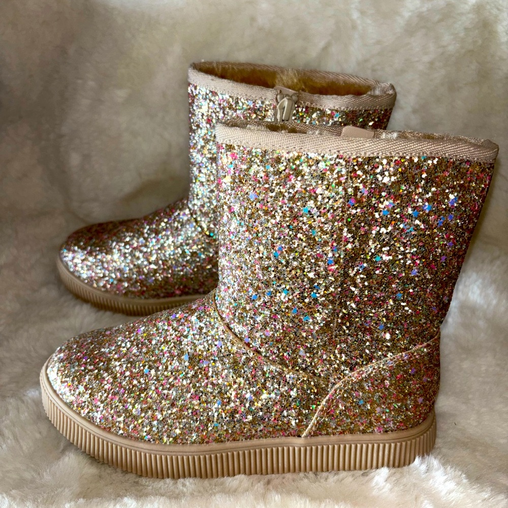 CAT & JACK Little Girls Sparkling Bling Sherpa Boots ~ NWTS - DIFFERENT SIZES !